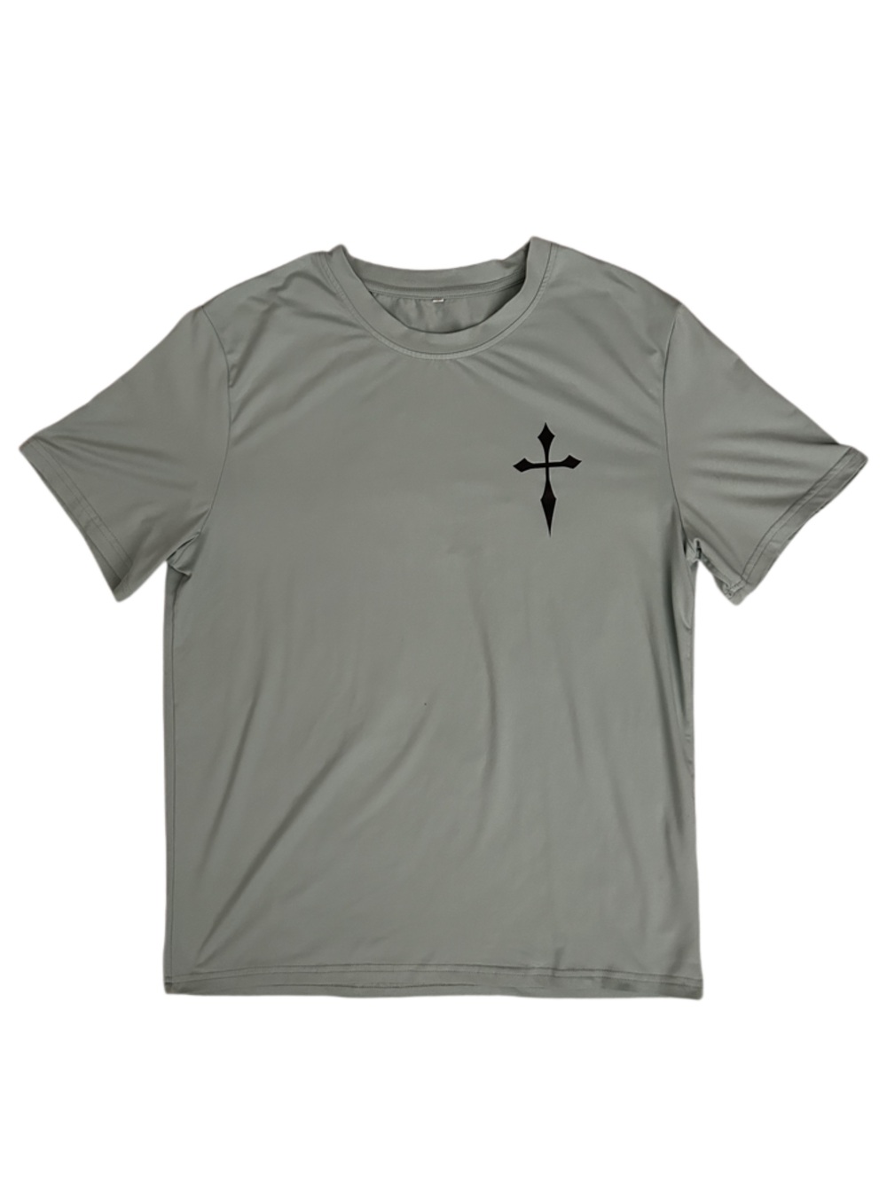 Men's Short Sleeve Crewneck Tee in Light Gray with Black Cross Graphic
